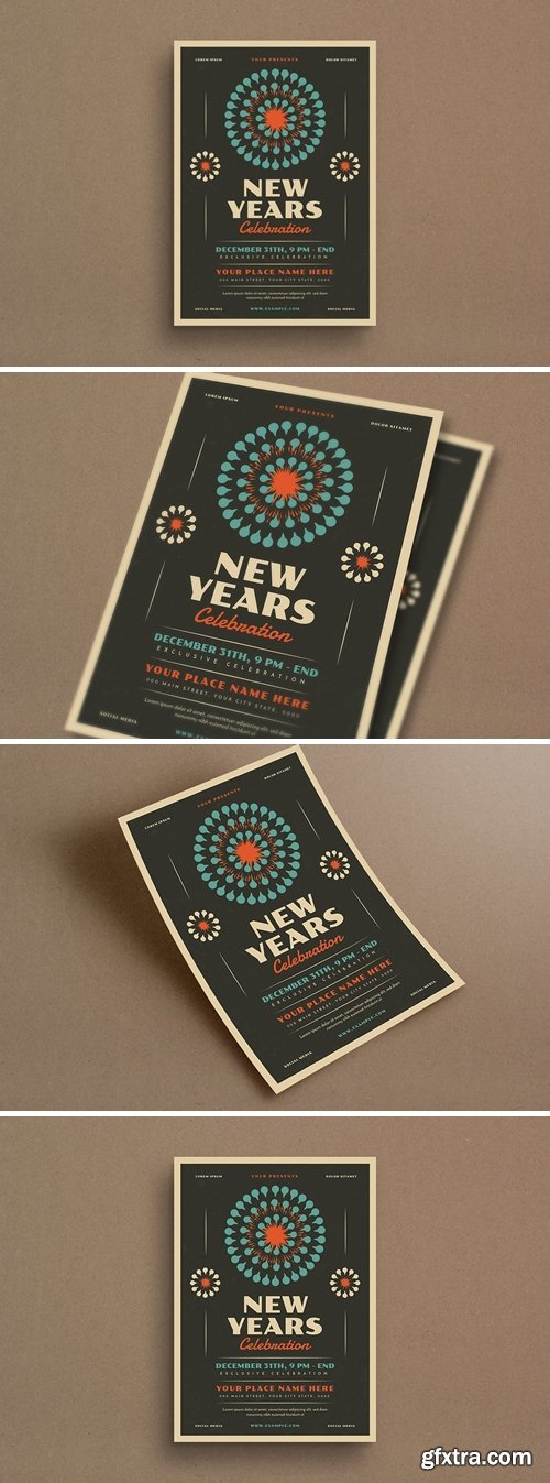 Retro New Year\'s Event Flyer