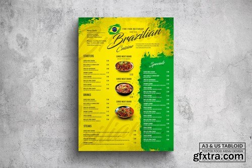 Brazilian Poster Food Menu - A3 & US Tabloid