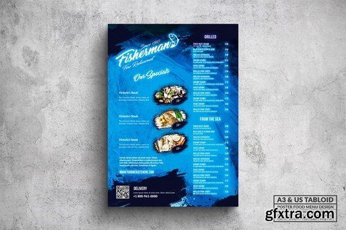 Fisherman Poster Food Menu - A3 & US Tabloid