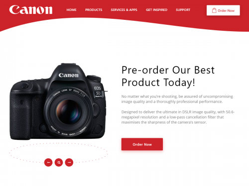 Canon - Digital Cameras redesign web template