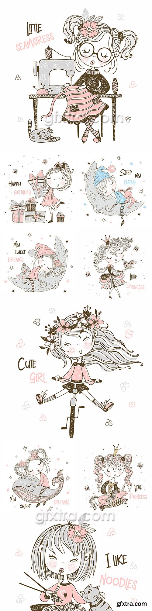 Little prince with gifts and crown drawing illustrations