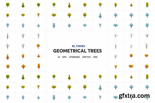 Geometrical Trees Icon Template