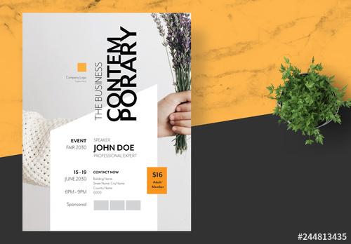 Event Flyer Layout with Orange Accents - 244813435