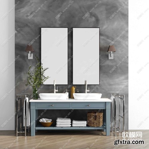 Modern vanity cabinet cabinet combination 3d model