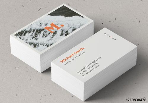 Business Card Layout with Ocean Photo - 219838478