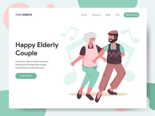 Happy Elderly Couple Dancing Together Illustration