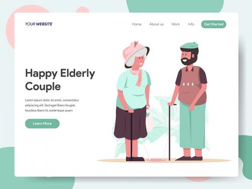 Happy Elderly Couple Illustration