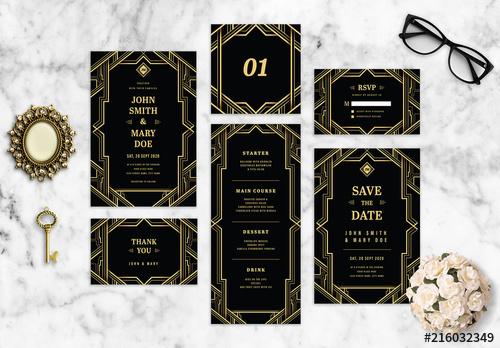 Art Deco Wedding Stationery Layout - 216032349