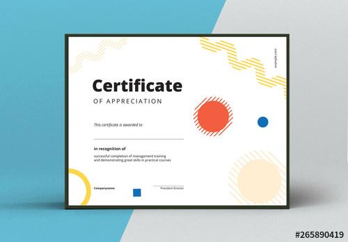 Certificate of Appreciation Layout with Stripes and Circular Elements - 265890419