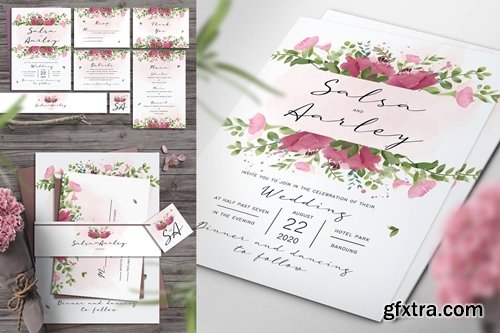 Pink Rose Wedding Invitation