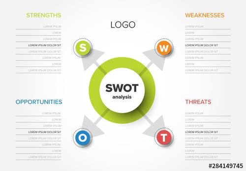 SWOT Project Analysis Layout with Arrows - 284149745