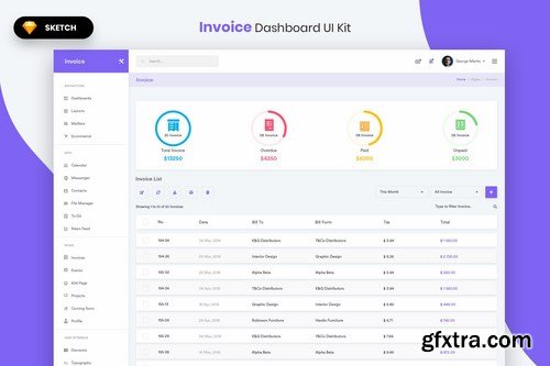 Invoice Dashboard UI Kit (SKETCH)