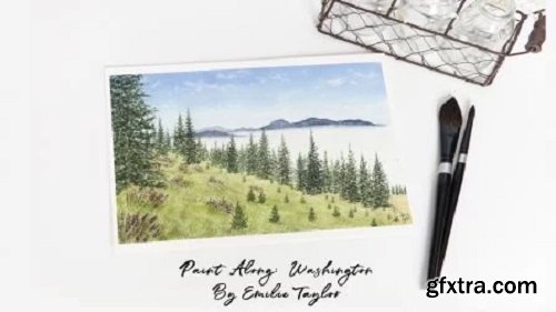 Watercolor Landscape: Above the clouds of Washington by Emilie Taylor