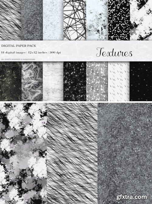 Black White Textures Digital Papers