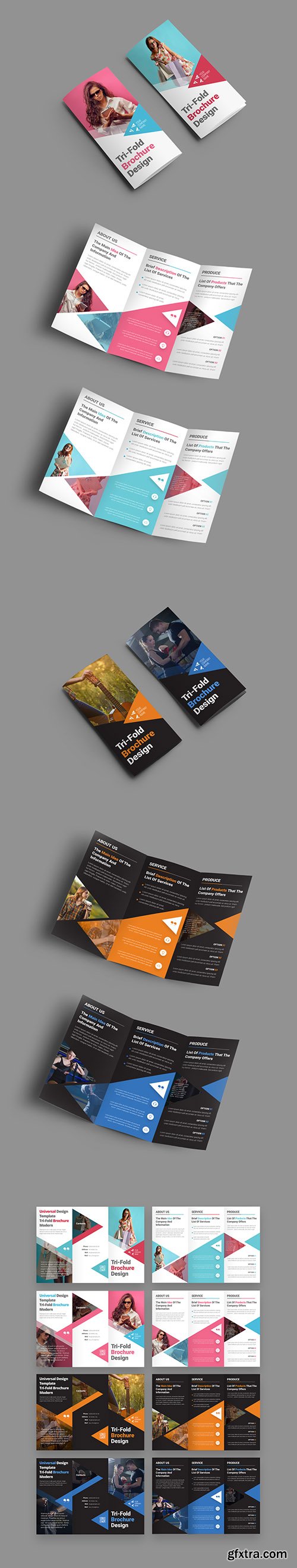 4 Trifold Brochures with Triangular Elements 198254094