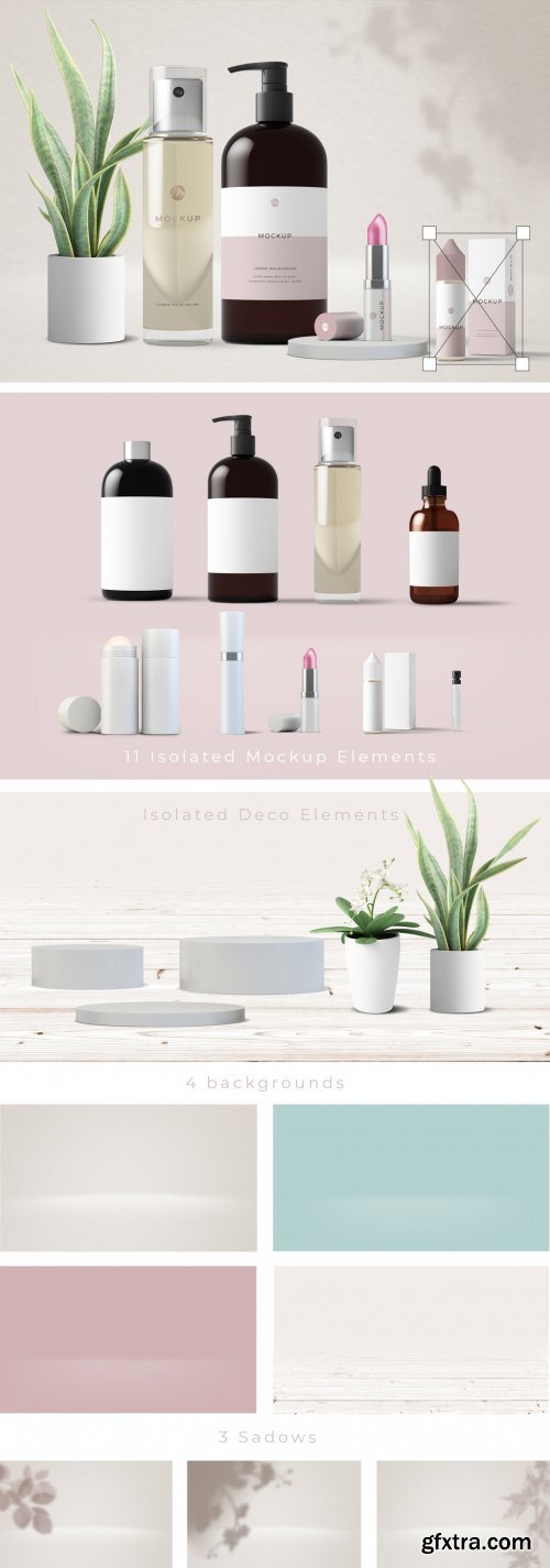 Cosmetic Products and Plants Mockup 314542787