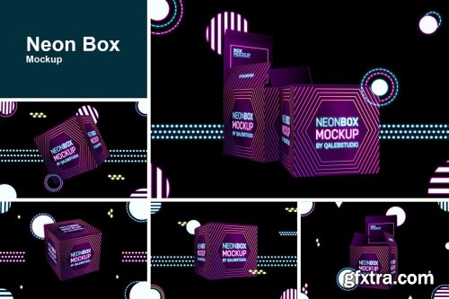 CreativeMarket - Neon Box Mockup 4444638