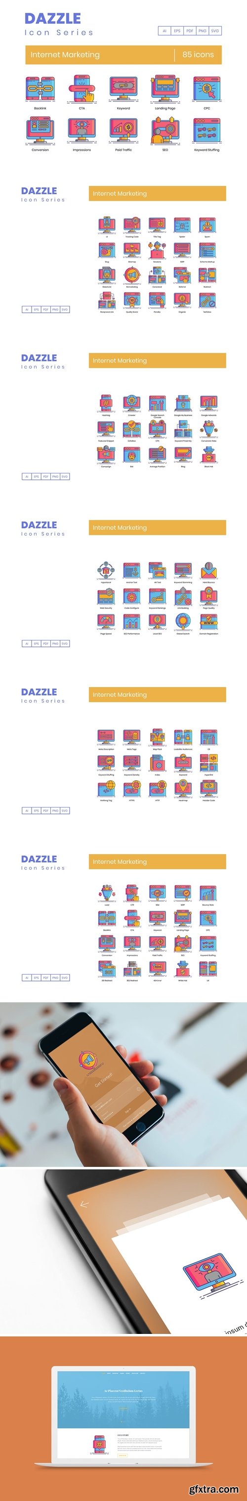 85 Internet Marketing Icons - Dazzle Series