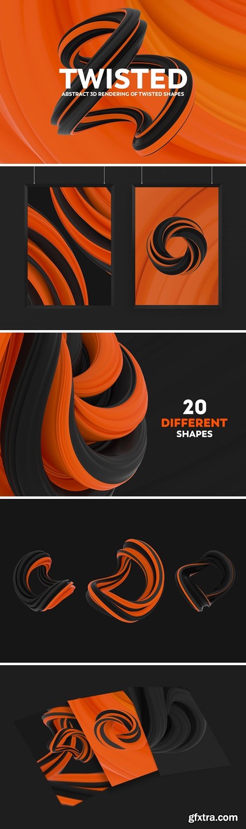 Abstract 3D rendering of Twisted Shapes