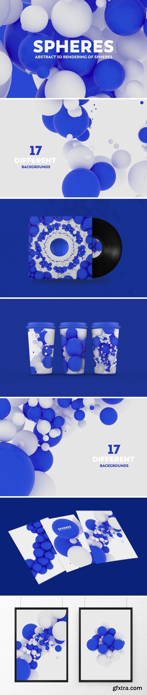 Abstract 3D Rendering Of Spheres -Blue And White
