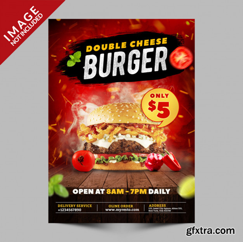 Double cheese burger poster promotion Premium Psd