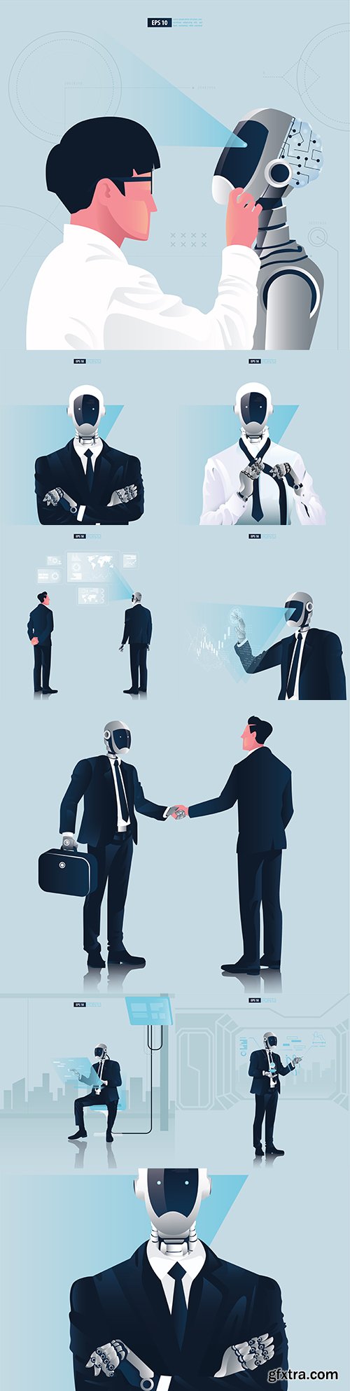 Businessman and robot concept of artificial intelligence technology