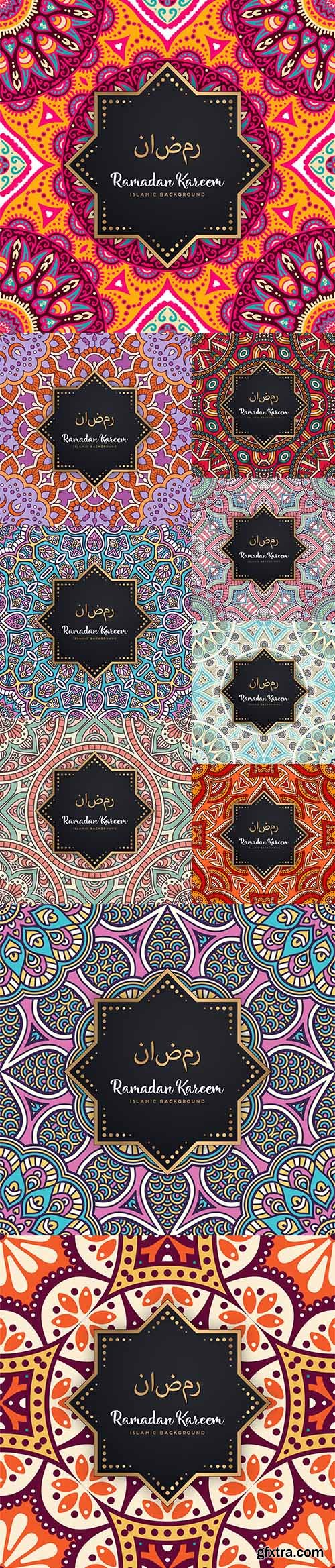 Beautiful Ramadan Kareem Seamless Pattern with Mandala Background