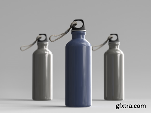 3d rendered aluminum water bottles Premium Photo