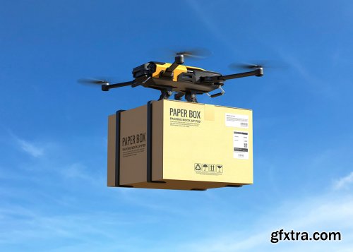 Delivery drone with the cardboard