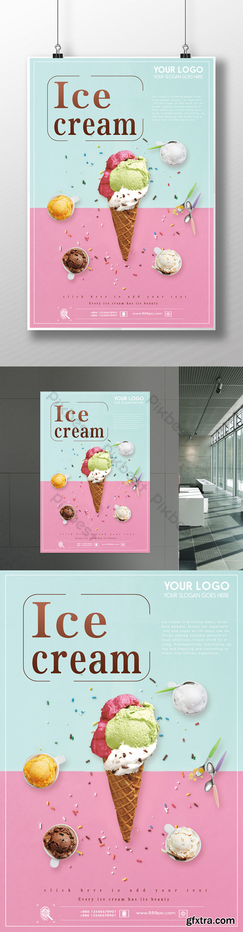 Small fresh cold drink ice cream poster design Template PSD
