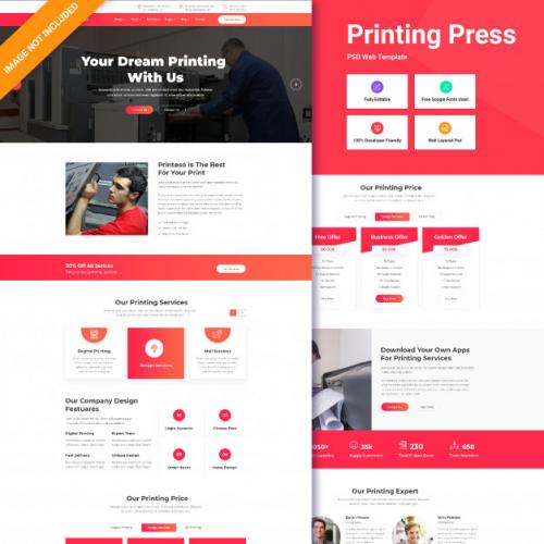 Printing Press Pod Web Ui Premium PSD