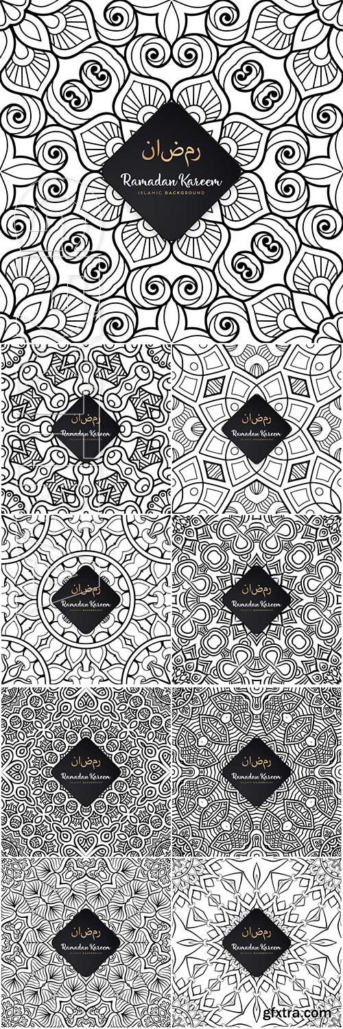 Ramadan kareem seamless pattern mandala vector background