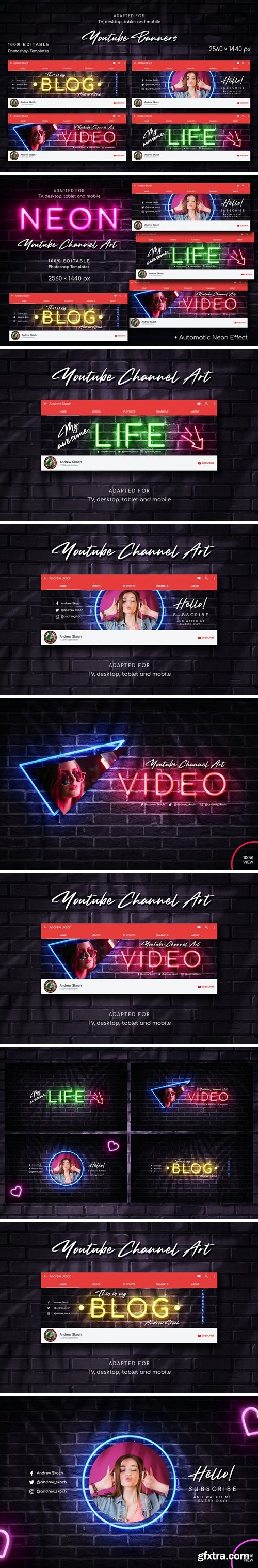 Neon YouTube Channel Art