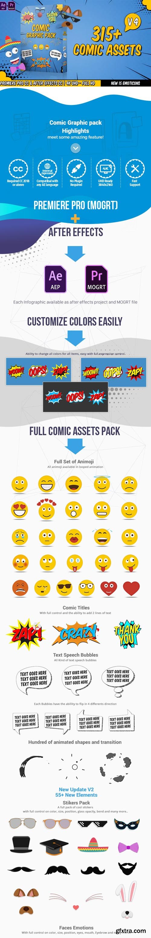Videohive - Comic Titles - Speech Bubbles - Emoji - Stickers - Flash FX Graphic Pack V4 - 22645319
