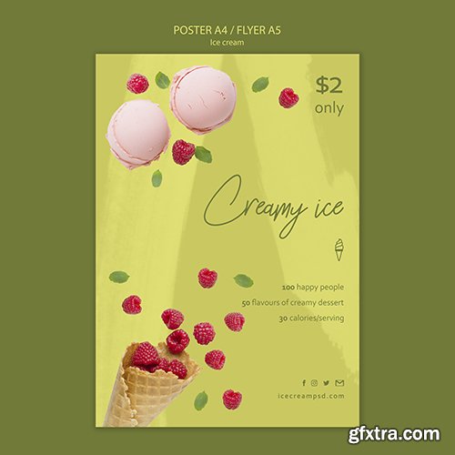 Ice cream flyer template with photo