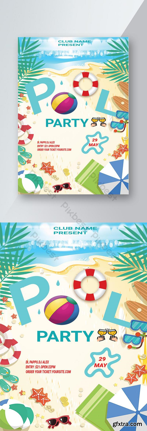 Pool Party Flyer/ Summer Beach Party Template PSD