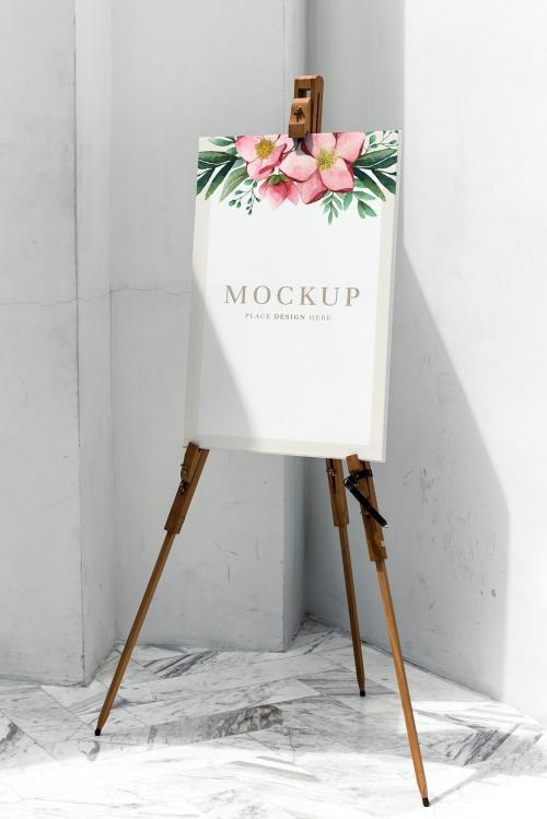 Floral painting canvas mockup on a stand - 1210173