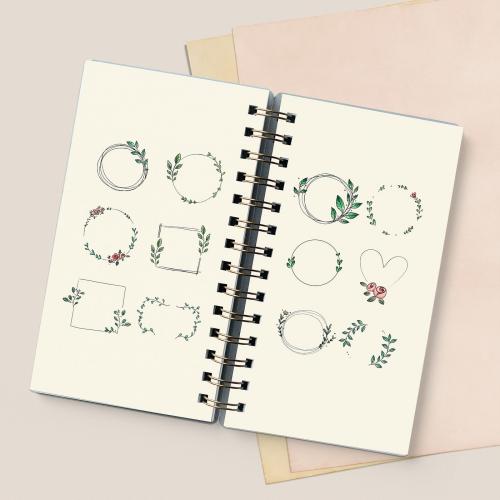 Botanical frame on notebook mockup illustration - 935185