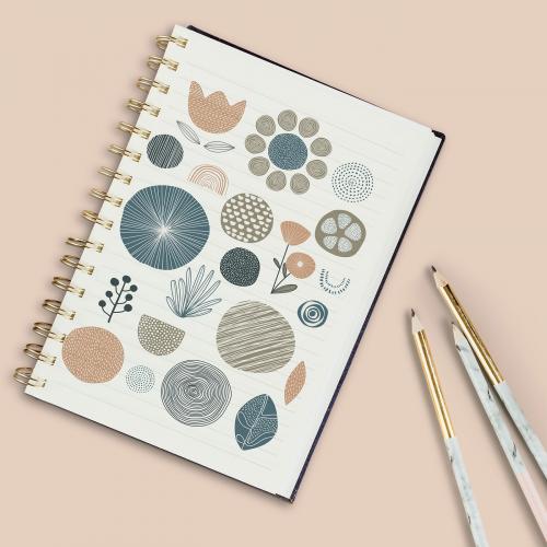 Botanical pattern notebook mockup illustration - 935190