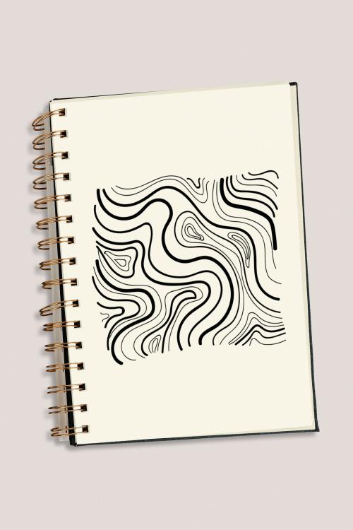 Abstract hand drawn artwork on a notebook mockup illustration - 935217