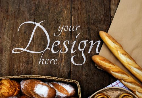 Homemade bakery on a wooden board mockup - 894862