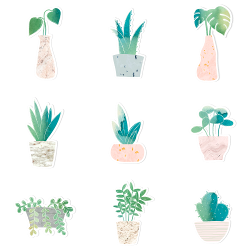 Watercolor potted plants collection sticker - 2023020