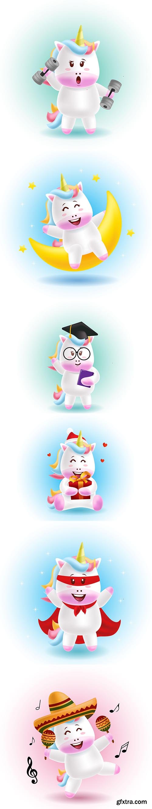 Mascot cartoon cute unicorn