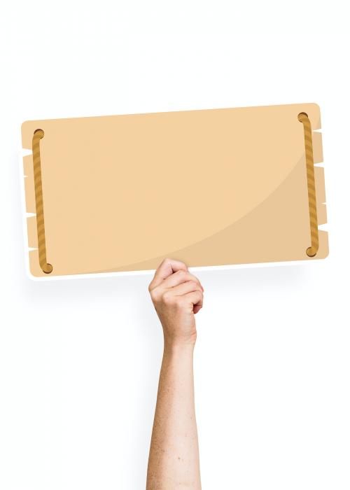 Hand holding a blank signage cardboard prop - 526371
