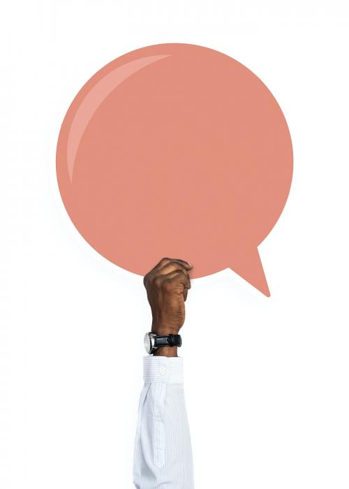 Hand holding a speech bubble graphic - 536795
