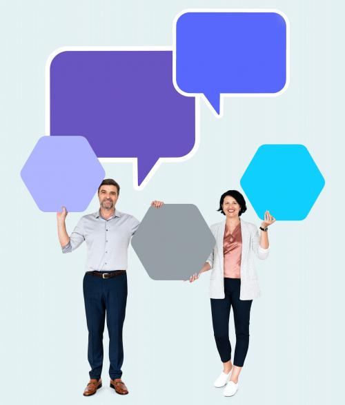 Business partners with blank speech bubbles - 504403