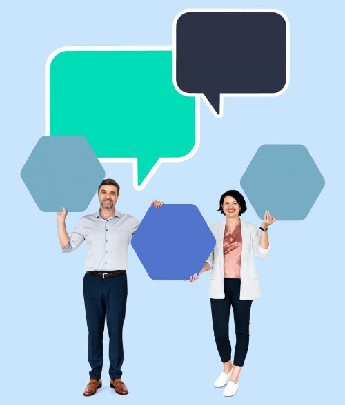 Business partners with blank speech bubbles - 504055