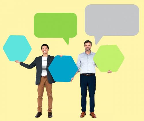 Business partners with empty speech bubbles - 504092