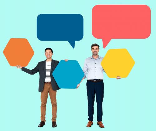 Business partners with blank speech bubbles - 503860