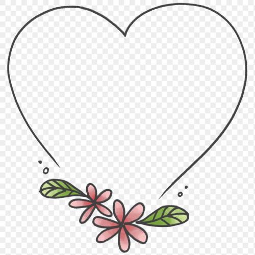 Doodle heart floral frame transparent png - 2100611
